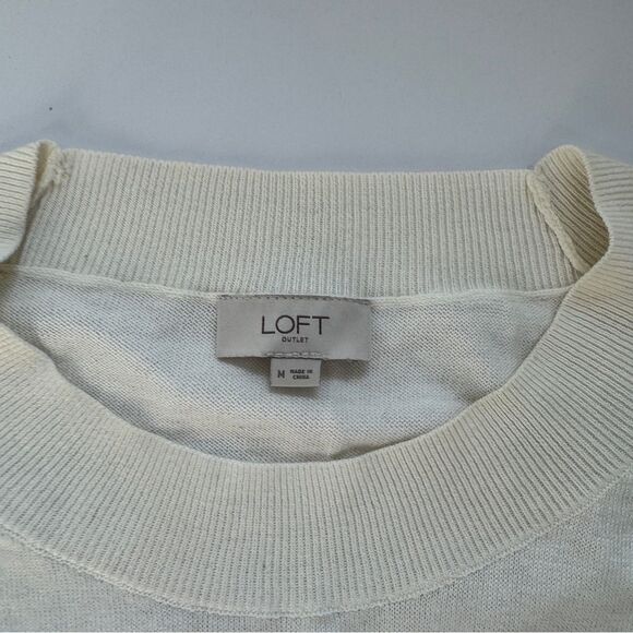 LOFT Striped Crewneck Sweater Cozy Fall Colorblock Multicolor Size Medium - Picture 3 of 6